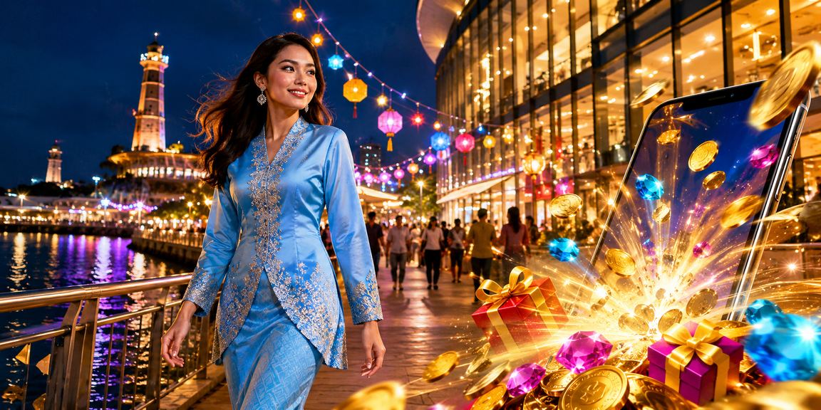 Pengguna Malaysia berpakaian baju kurung mengakses kasino dalam talian melalui telefon